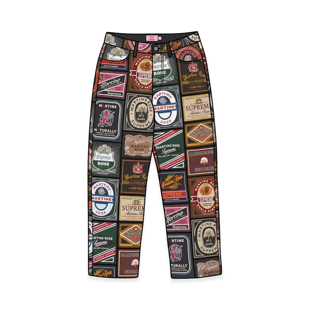 Supreme x Martine Rose Patchwork Labels Leather 5-Pocket Jean "Multicolor"