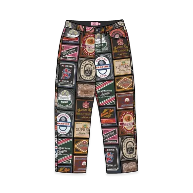 Supreme x Martine Rose Patchwork Labels Leather 5-Pocket Jean "Multicolor"