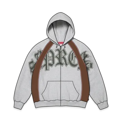 Supreme Paneled Zip Up Hooded Sweatshirt "Heather Grey"