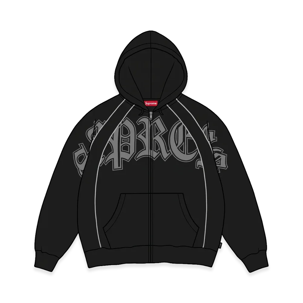 Supreme Paneled Zip Up Hooded Sweatshirt "Black"