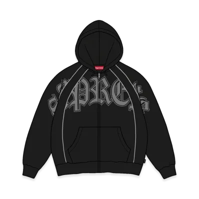 Supreme Paneled Zip Up Hooded Sweatshirt "Black"