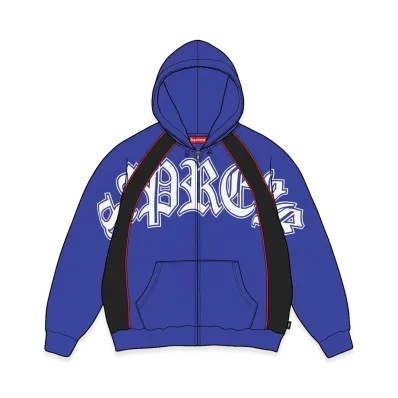 Supreme Paneled Zip Up Hooded Sweatshirt "Royal"