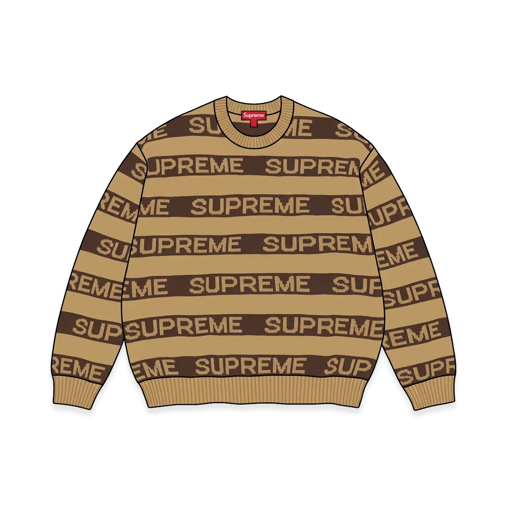 Supreme Stripe Logo Sweater "Tan"