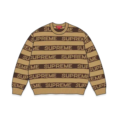Supreme Stripe Logo Sweater "Tan"