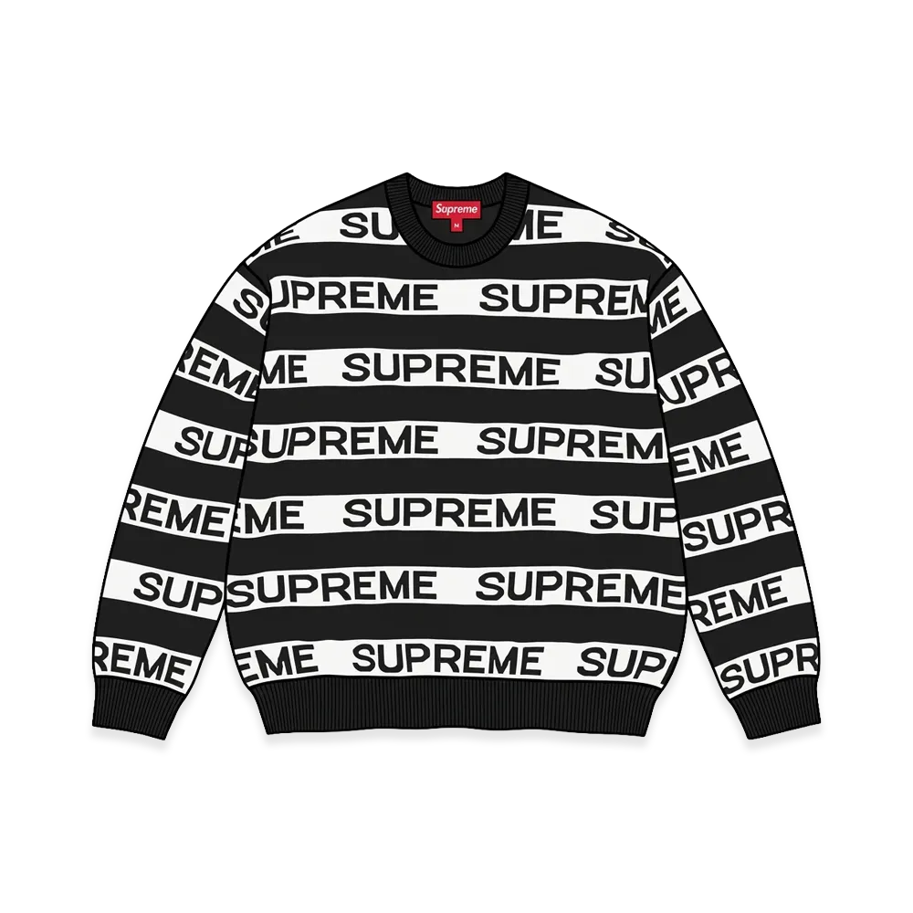 Supreme Stripe Logo Sweater "Black"
