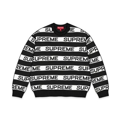 Supreme Stripe Logo Sweater "Black"