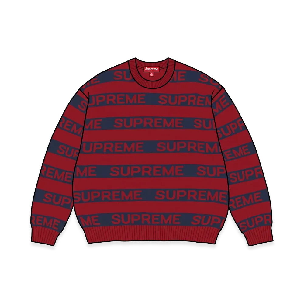Supreme Stripe Logo Sweater "Red"