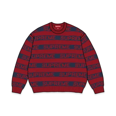 Supreme Stripe Logo Sweater "Red"
