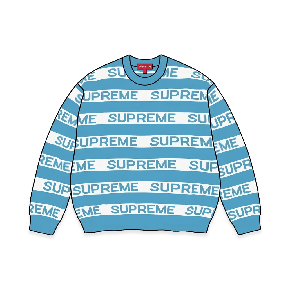Supreme Stripe Logo Sweater "Blue"