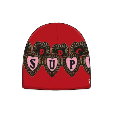 Supreme New Era Hearts Beanie "Red"