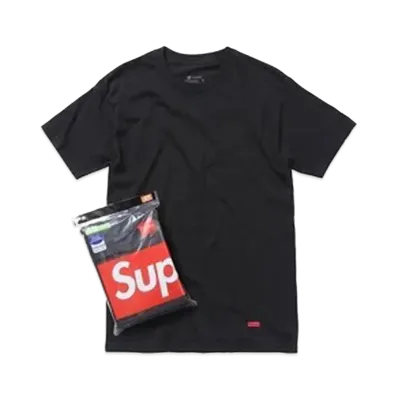 Supreme Hanes Tagless T-Shirt 3-Pack (13SS) "Black"