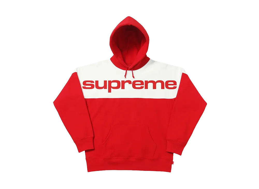 Supreme Blocked Hooded Sweatshirt "Red/White"