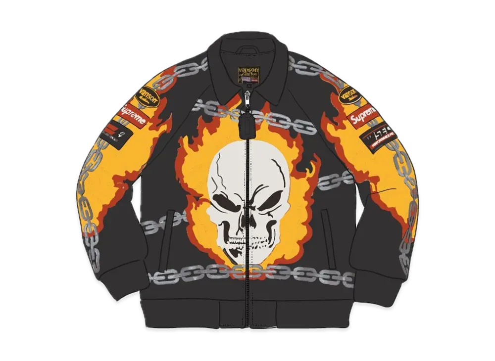 シュプリーム バンソン レザーズ ゴーストライダー ジャケット "ブラック"