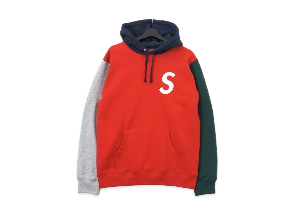 シュプリーム エス ロゴ カラーブロック スウェットシャツ "レッド"