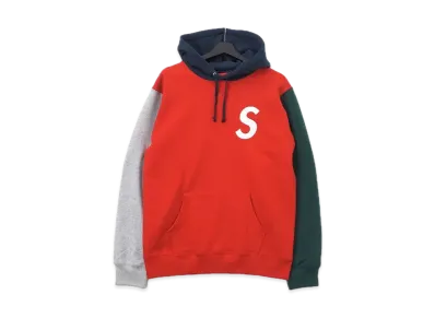 Supreme S Logo Colorblocked Hooded Sweatshirt "Red"