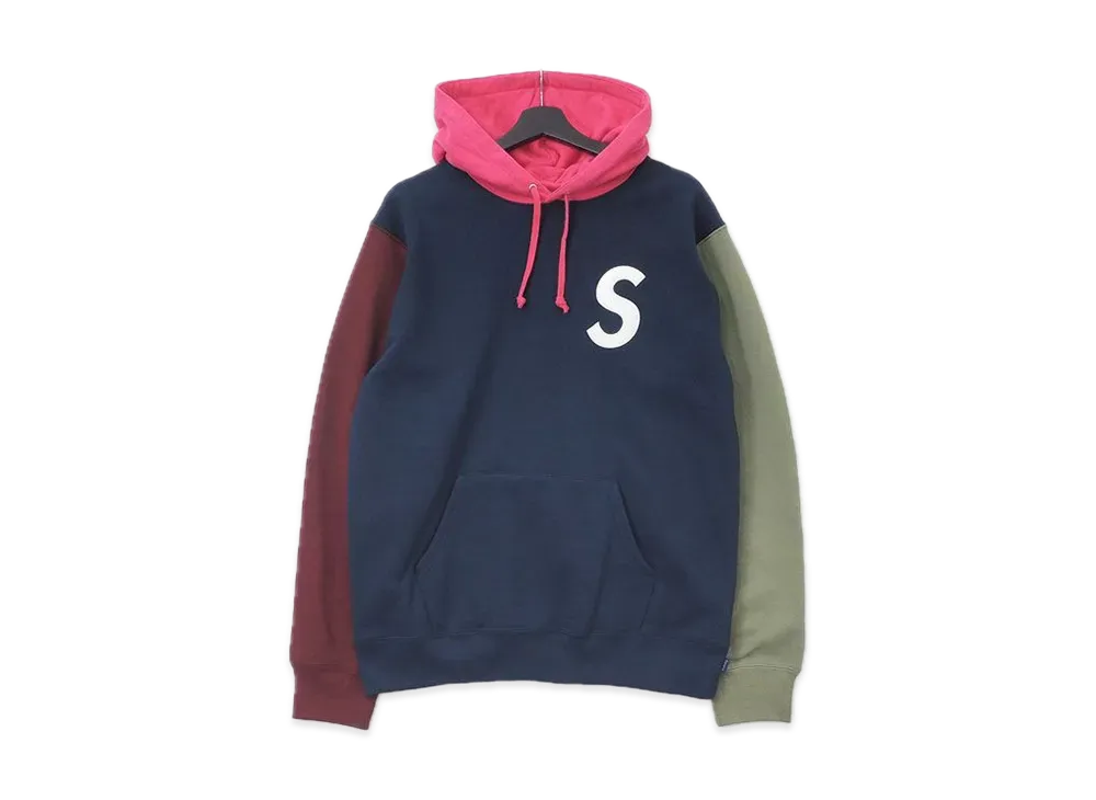 Supreme S Logo Colorblocked Hooded Sweatshirt "Navy"