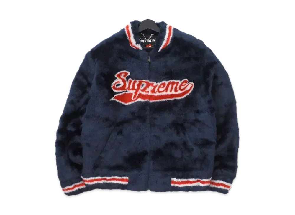 Supreme Faux Fur Varsity Jacket "Navy"
