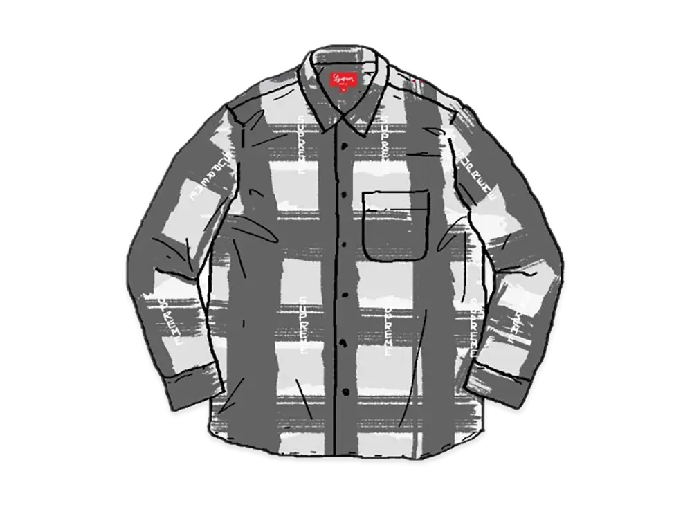 シュプリーム ロゴ プレイド シャツ "ブラック"