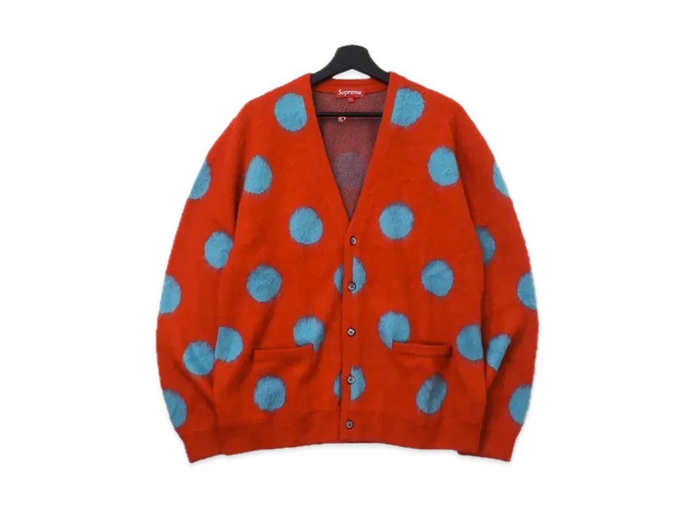 シュプリーム ブラッシュド ポルカ ドット カーディガン "レッド"