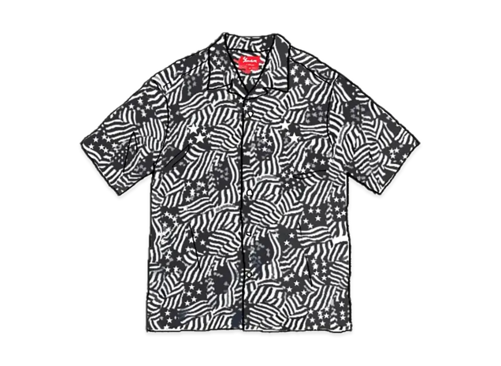 Supreme Flags Rayon S/S Shirt "Black"