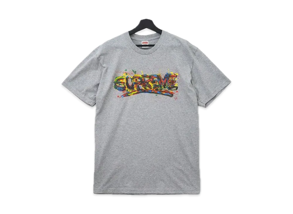 シュプリーム ペイント ロゴ Tシャツ "グレー"