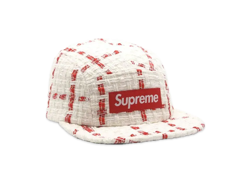 Supreme Ribbon Bouclé Camp Cap "White"