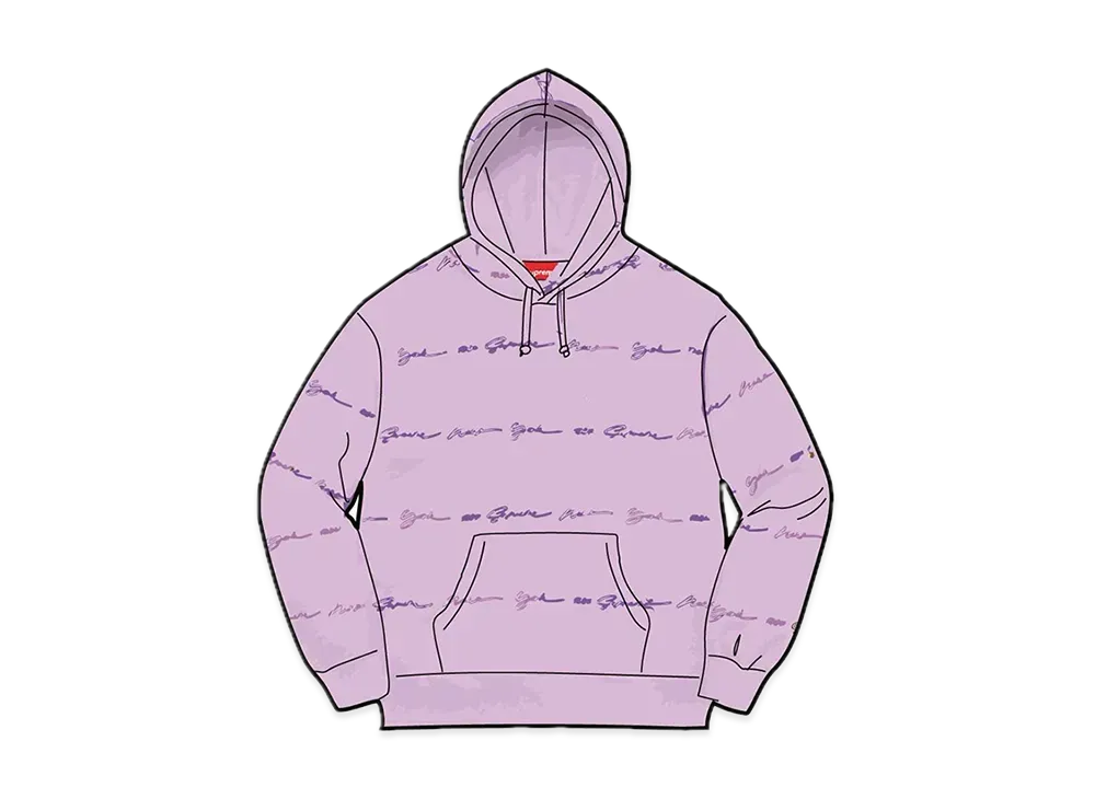 Supreme Script Stripe Hooded Sweatshirt "Pale Purple"