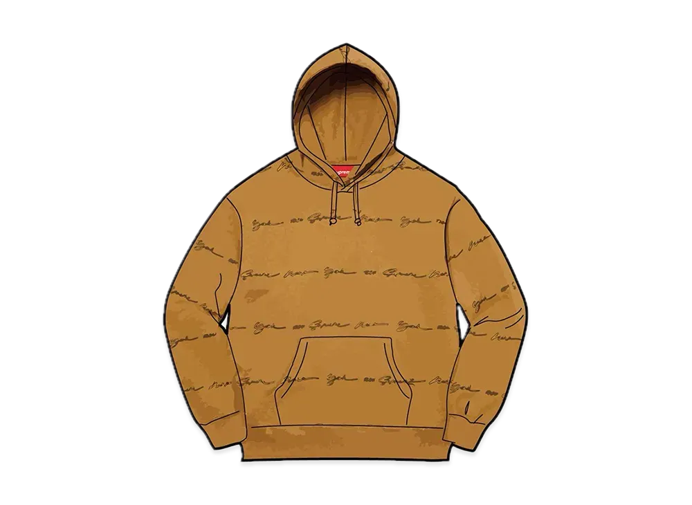 Supreme Script Stripe Hooded Sweatshirt "Dark Mustard"