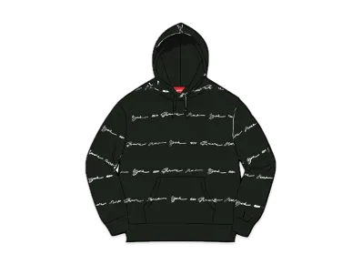 Supreme Script Stripe Hooded Sweatshirt "Black"