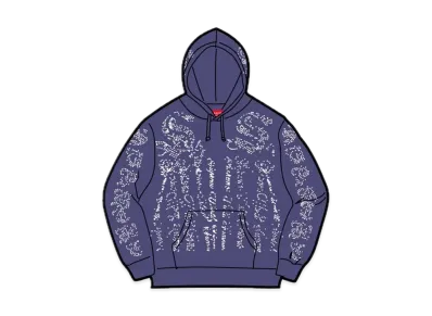Supreme Rhinestone Zip Up Hooded Sweatshirt "Washed Navy"