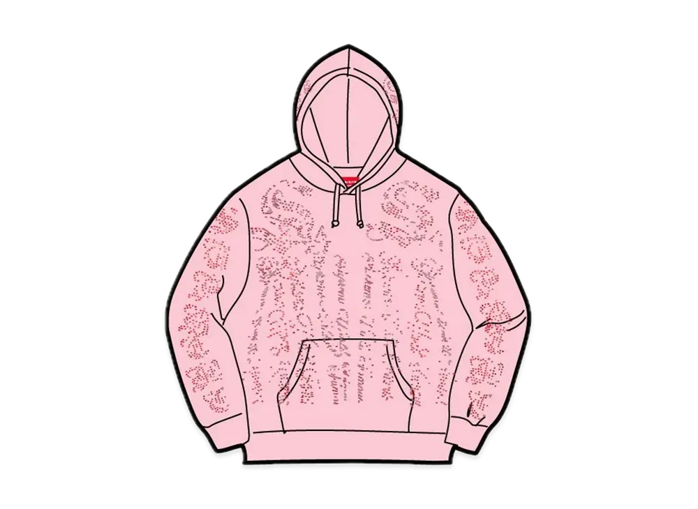 Supreme Rhinestone Zip Up Hooded Sweatshirt "Light Pink"