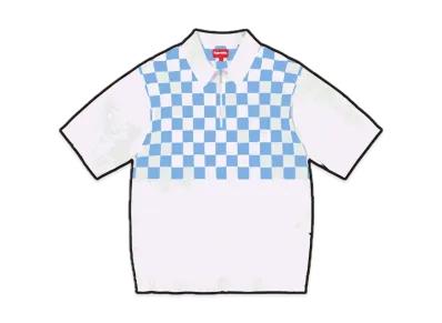 Supreme Checkerboard Zip Polo "White"