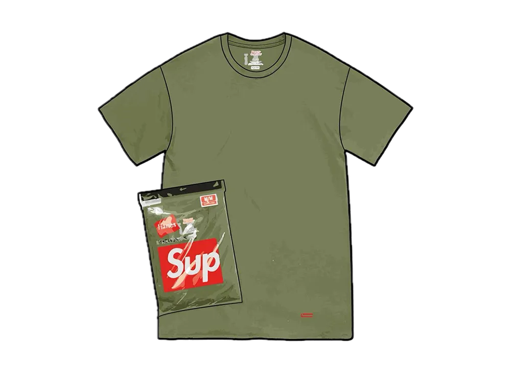 Supreme x Hanes Tagless Tees (2 Pack) "Olive"