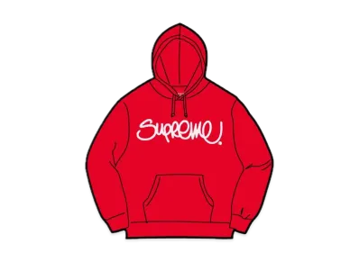 Supreme Raised Handstyle Hooded Sweatshirt "Red"
