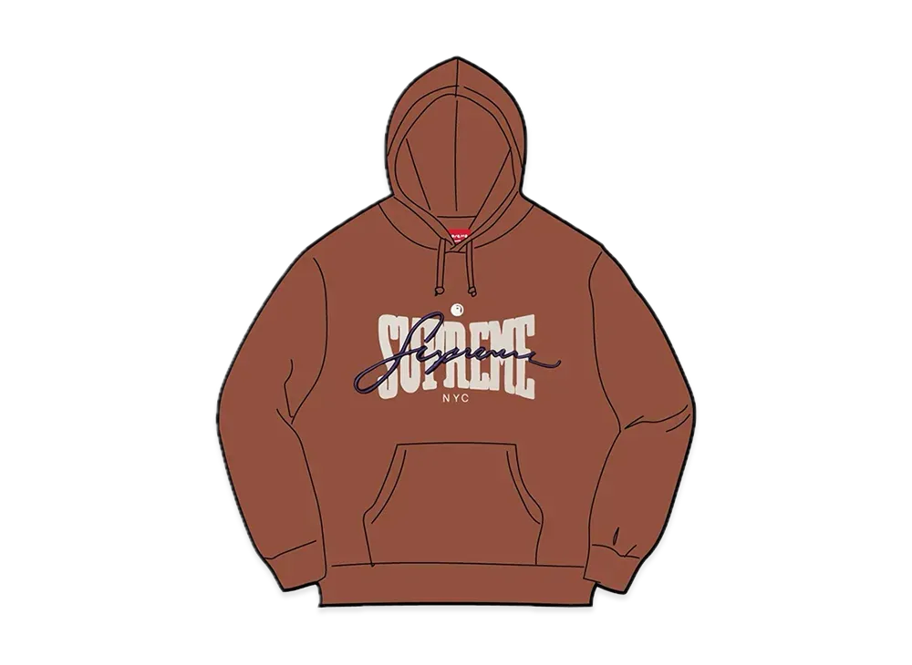 シュプリーム エンブロイダード シェニール フーディー スウェットシャツ "ブラウン"