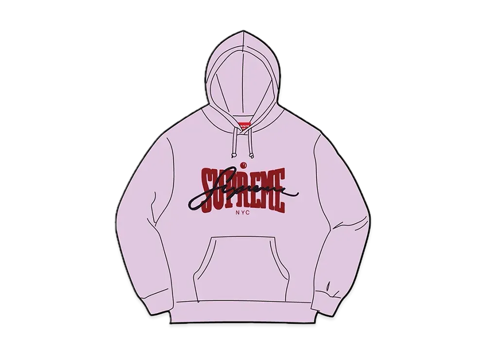 シュプリーム エンブロイダード シェニール フーディー スウェットシャツ "ペイル パープル"