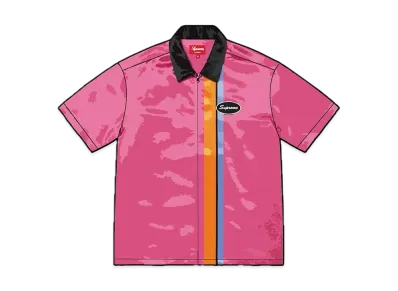 Supreme Satin Zip Up S/S Shirt "Pink"