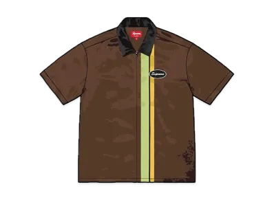 Supreme Satin Zip Up S/S Shirt "Brown"