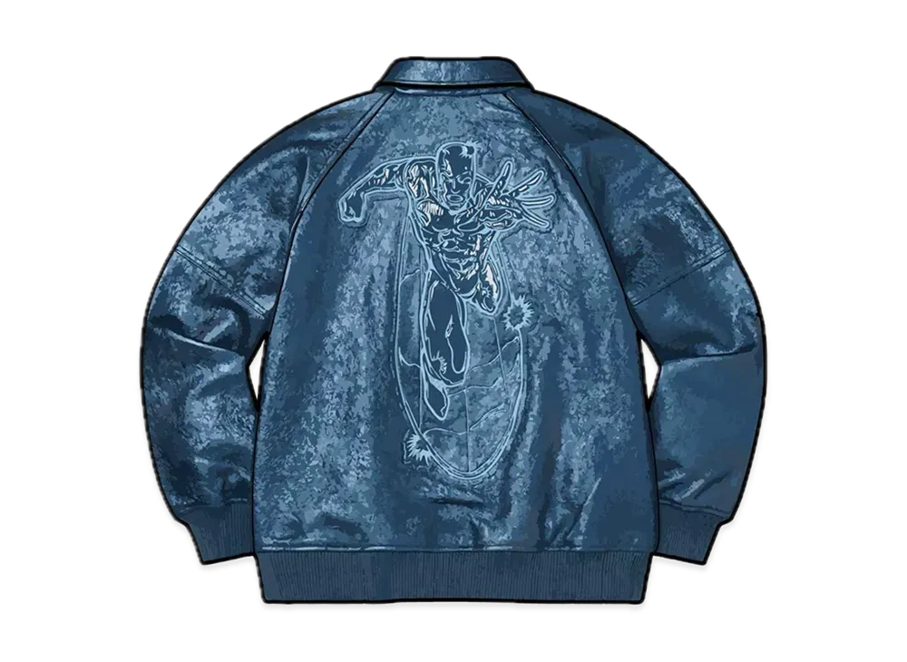 Supreme Silver Surfer Leather Varsity Jacket "Blue"