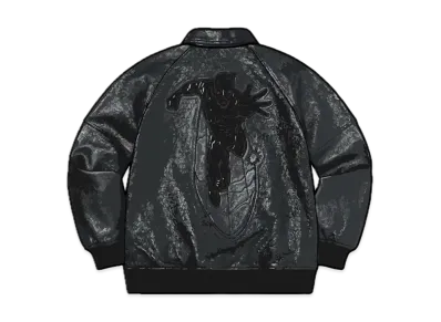 Supreme Silver Surfer Leather Varsity Jacket "Black"