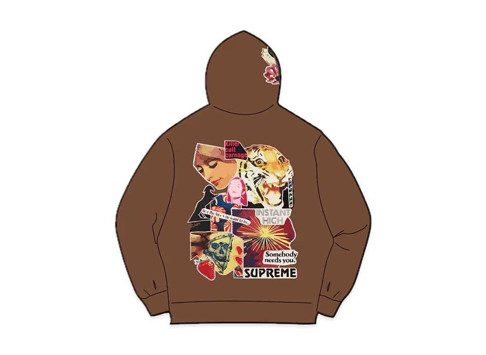 Supreme Instant High Patches Hooded Sweatshirt "Brown"