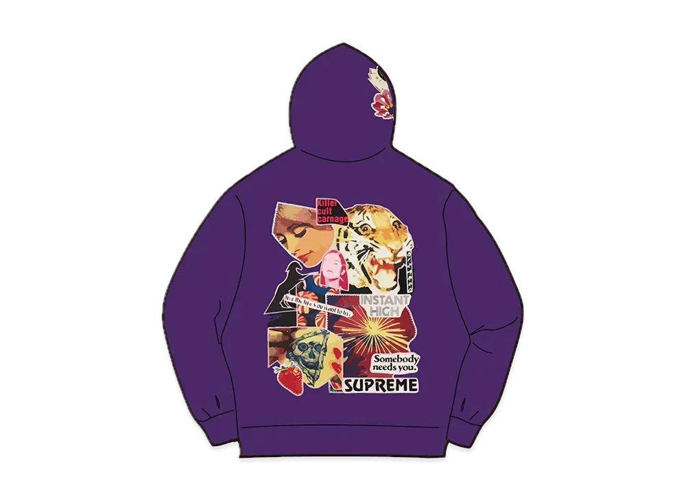 Supreme Instant High Patches Hooded Sweatshirt "Purple"