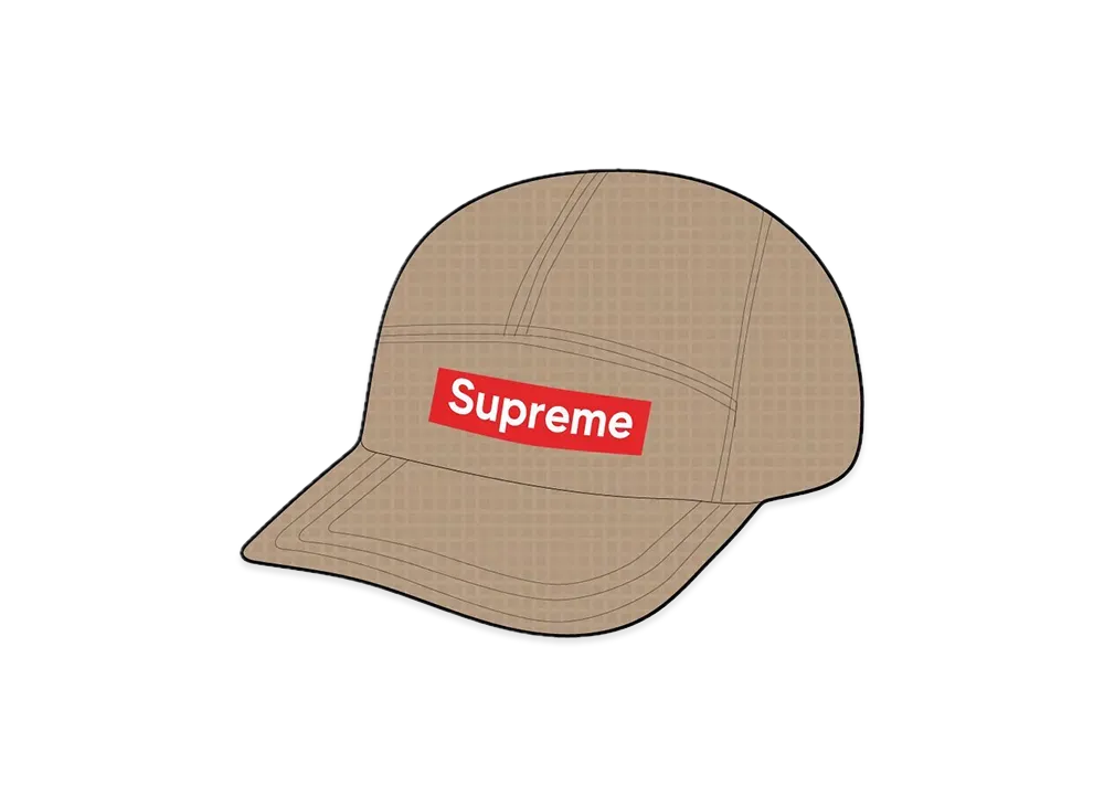 Supreme Washed Seersucker Camp Cap "Taupe"