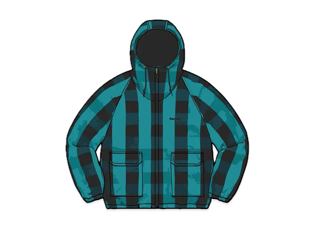 Supreme Cotton Hooded Jacket "Teal Plaid"