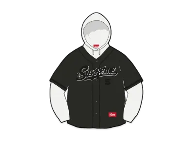 Supreme Baseball Jersey Hooded Sweatshirt "Black"