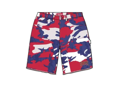 Supreme Cutoff Double Knee Denim Painter Short "Red Camo"