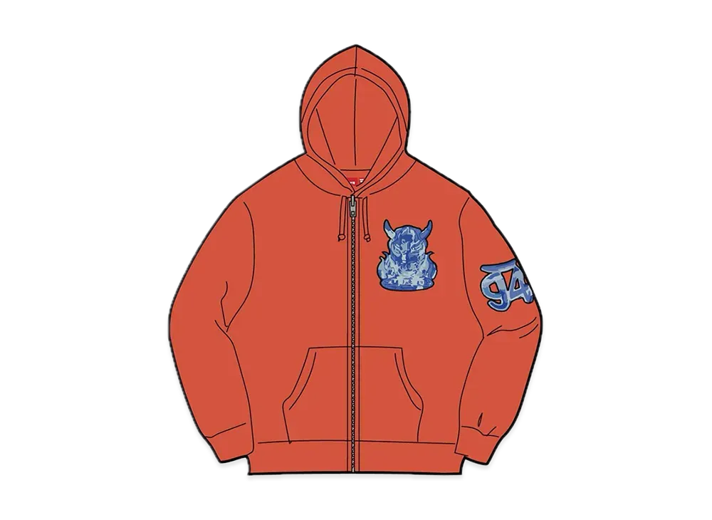 Supreme Demon Zip Up Hooded Sweatshirt "Burnt Orange"