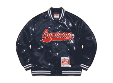Supreme / Mitchell & Ness Sequin Varsity Jacket "Navy"