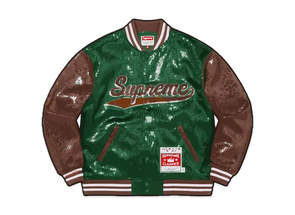 Supreme / Mitchell & Ness Sequin Varsity Jacket "Green"