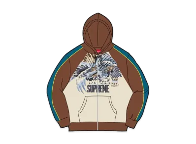 Supreme Falcon Raglan Zip Up Hooded Sweatshirt "Natural"